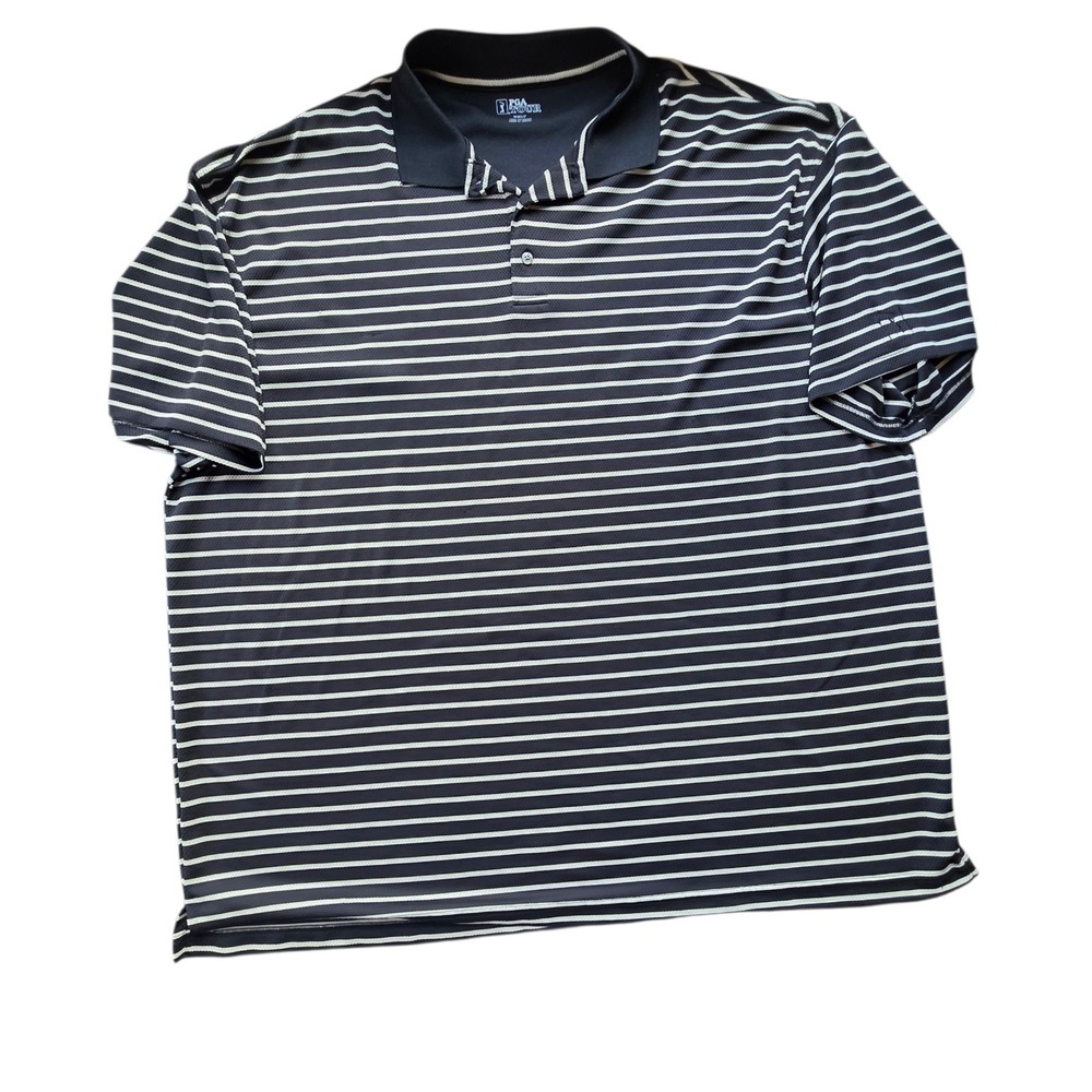 PGA Tour Shirt Mens‎ 3XLT Black Striped Polo Pullover Golf Golfing #1173